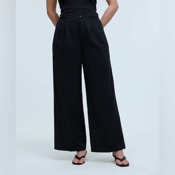 NWT Madewell The Tall Curvy Harlow Wide-Leg Pant in Drapey Twill - 2 - Black - Picture 2 of 10